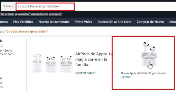 1- comprar en Amazon airpod tercera generacion