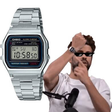 Reloj Casio A158WA-1DF - Reloj digital de acero inoxidable usado por Gerard Piqué en su alusión a Shakira