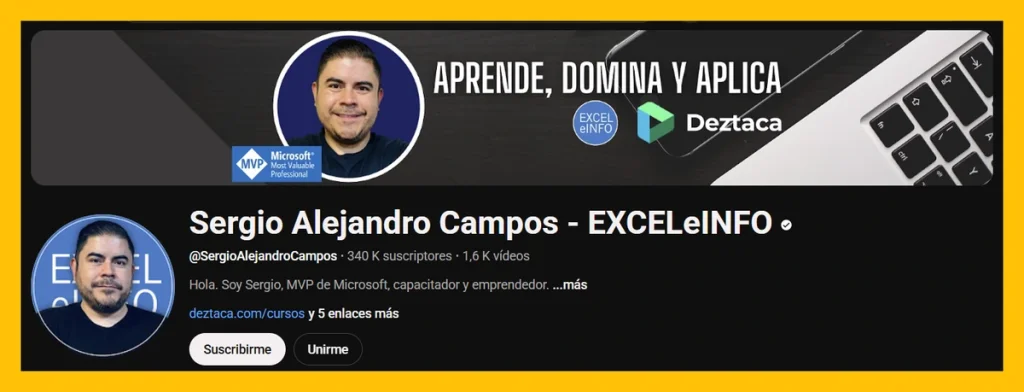 Cursos de Excel gratis en YouTube 2025 finanzas y análisis canal Sergio Alejandro Campos EXCELeINFO
