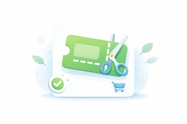 Cupones de Amazon con icono de recorte y carrito de compras